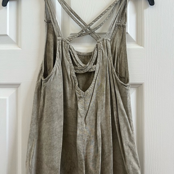 Tan/Grey tank with unique crosses/strap detailing - Picture 2 of 4